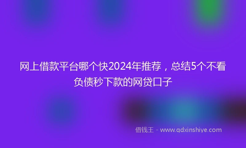 网上借款平台哪个快2024年推荐，总结5个不看负债秒下款的网贷口子