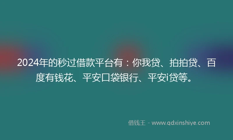 2024年的秒过借款平台有：你我贷、拍拍贷、百度有钱花、平安口袋银行、平安i贷等。