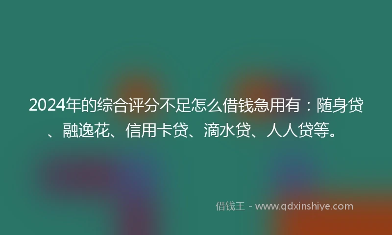 2024年的综合评分不足怎么借钱急用有：随身贷、融逸花、信用卡贷、滴水贷、人人贷等。