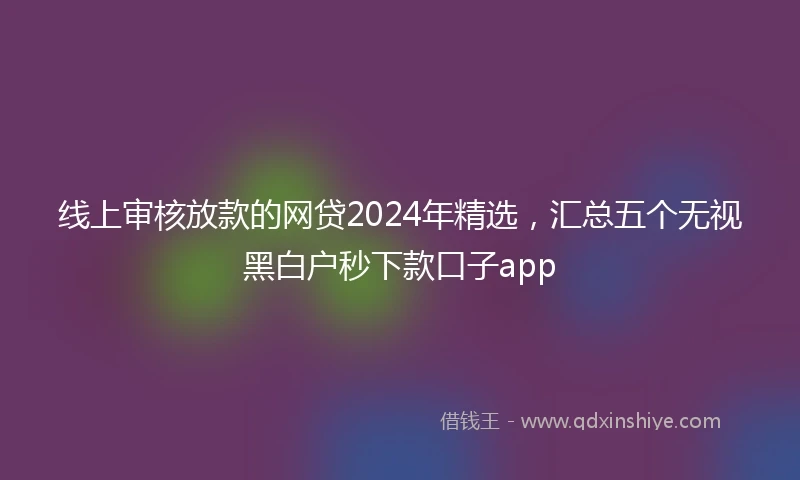 线上审核放款的网贷2024年精选，汇总五个无视黑白户秒下款口子app