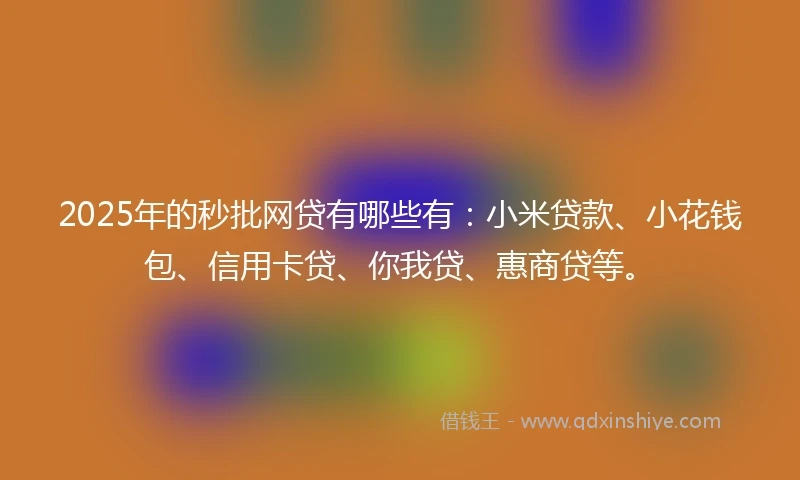 2025年的秒批网贷有哪些有：小米贷款、小花钱包、信用卡贷、你我贷、惠商贷等。