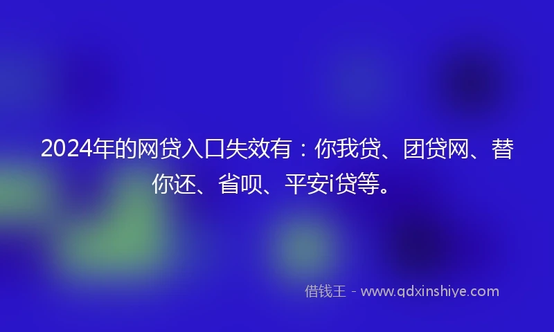 2024年的网贷入口失效有：你我贷、团贷网、替你还、省呗、平安i贷等。