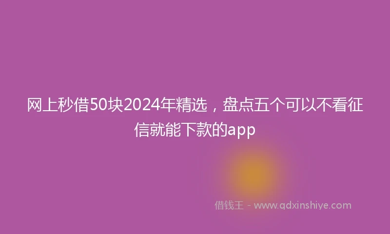 网上秒借50块2024年精选，盘点五个可以不看征信就能下款的app