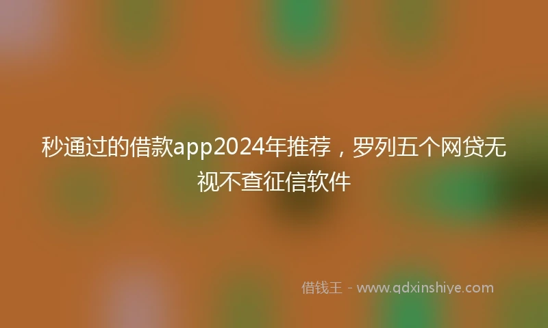 秒通过的借款app2024年推荐，罗列五个网贷无视不查征信软件