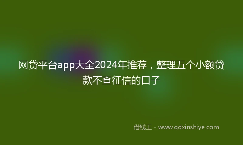 网贷平台app大全2024年推荐，整理五个小额贷款不查征信的口子