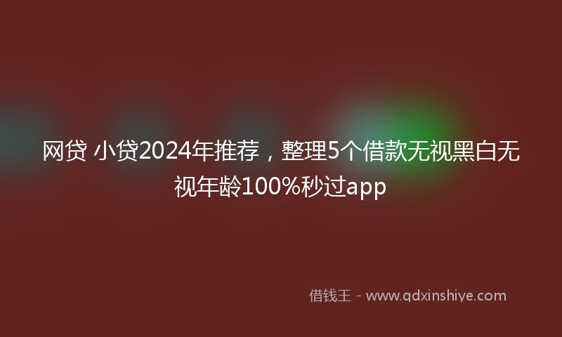 网贷 小贷2024年推荐，整理5个借款无视黑白无视年龄100%秒过app
