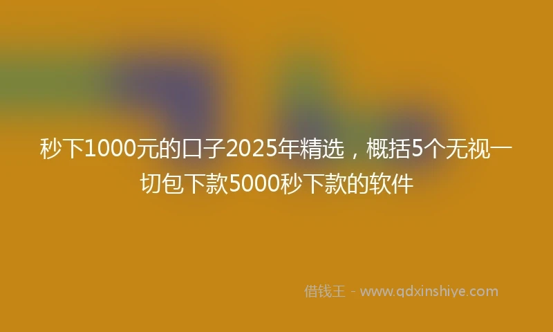 秒下1000元的口子2025年精选，概括5个无视一切包下款5000秒下款的软件