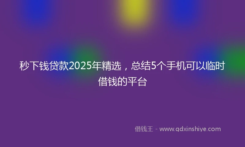 秒下钱贷款2025年精选，总结5个手机可以临时借钱的平台