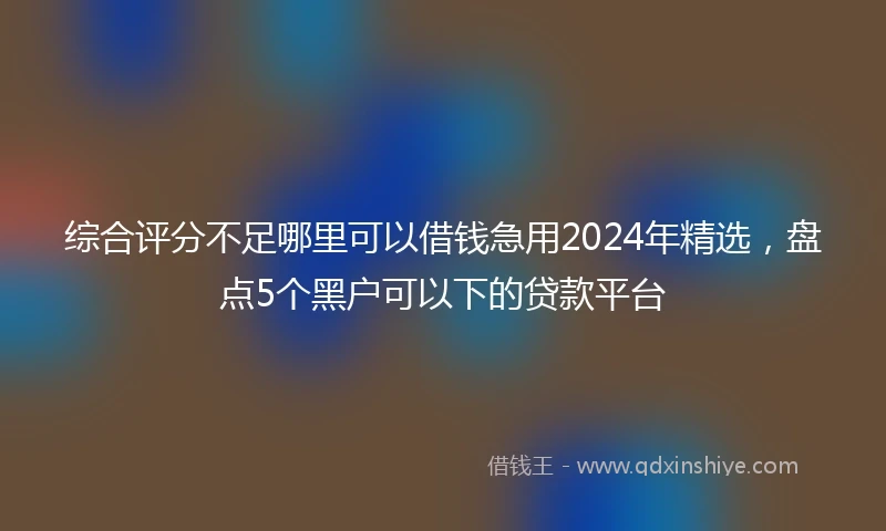 综合评分不足哪里可以借钱急用2024年精选，盘点5个黑户可以下的贷款平台