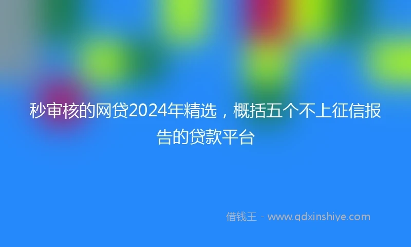 秒审核的网贷2024年精选，概括五个不上征信报告的贷款平台
