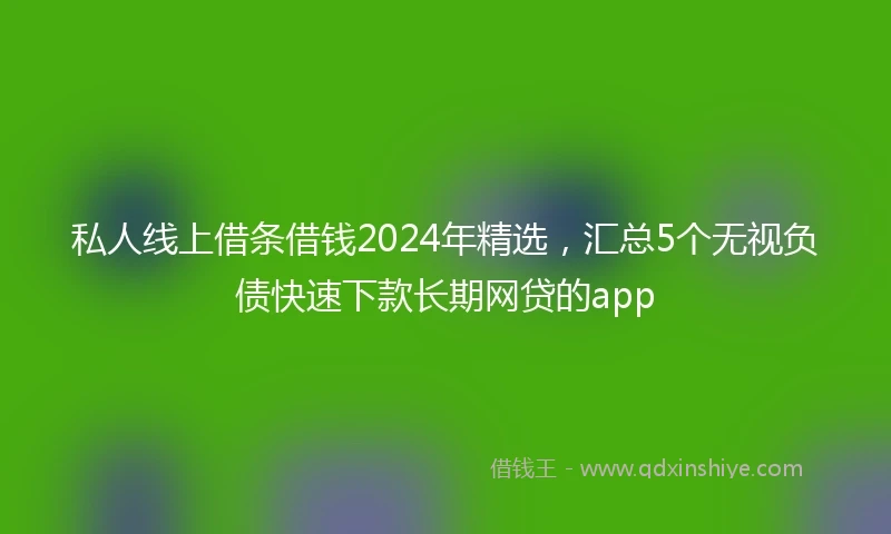 私人线上借条借钱2024年精选，汇总5个无视负债快速下款长期网贷的app