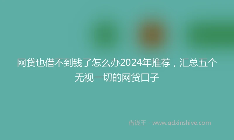 网贷也借不到钱了怎么办2024年推荐，汇总五个无视一切的网贷口子
