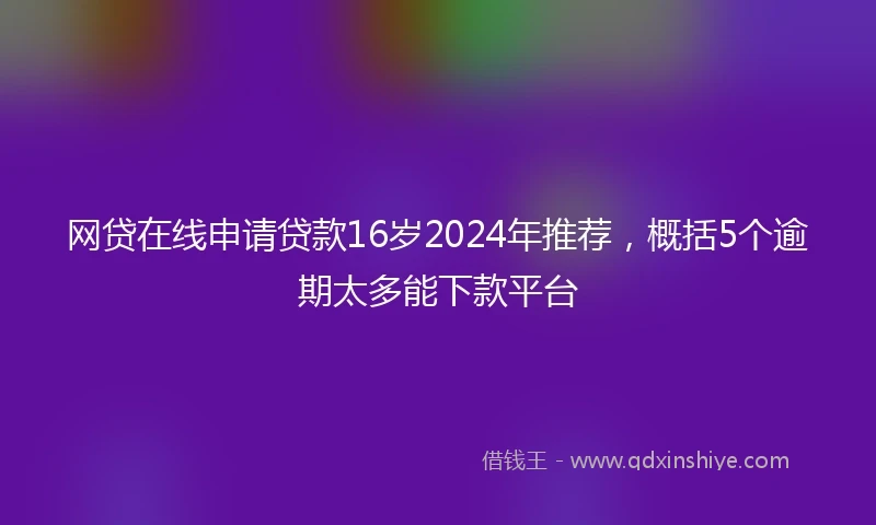 网贷在线申请贷款16岁2024年推荐，概括5个逾期太多能下款平台