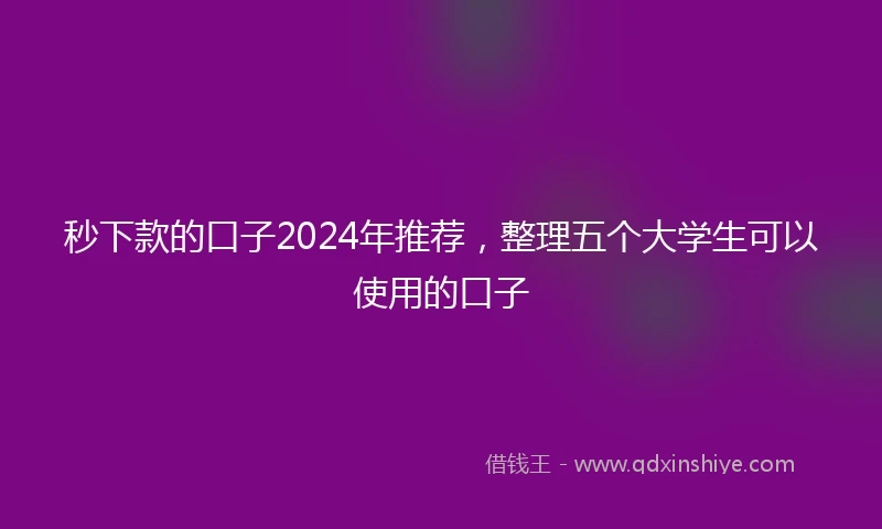 秒下款的口子2024年推荐，整理五个大学生可以使用的口子