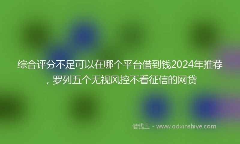 综合评分不足可以在哪个平台借到钱2024年推荐，罗列五个无视风控不看征信的网贷