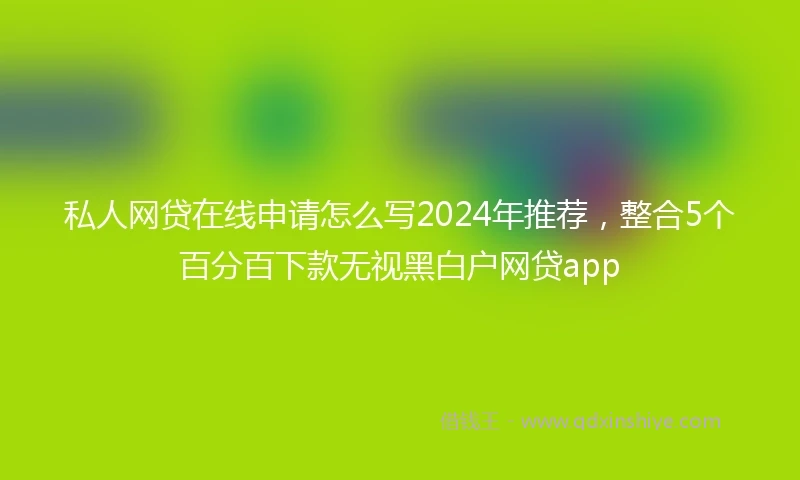 私人网贷在线申请怎么写2024年推荐，整合5个百分百下款无视黑白户网贷app