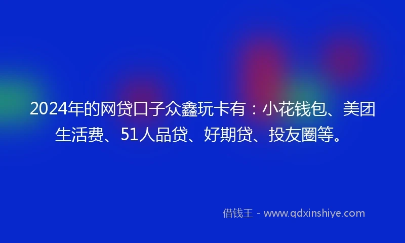 2024年的网贷口子众鑫玩卡有：小花钱包、美团生活费、51人品贷、好期贷、投友圈等。
