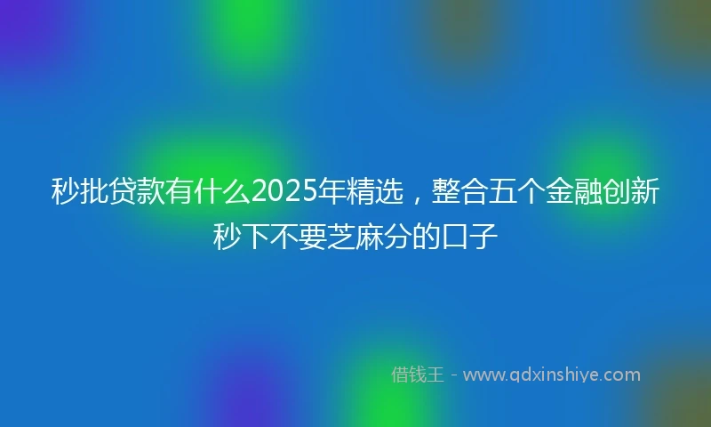 秒批贷款有什么2025年精选，整合五个金融创新秒下不要芝麻分的口子