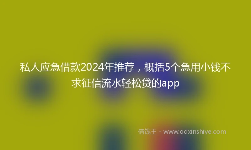 私人应急借款2024年推荐，概括5个急用小钱不求征信流水轻松贷的app