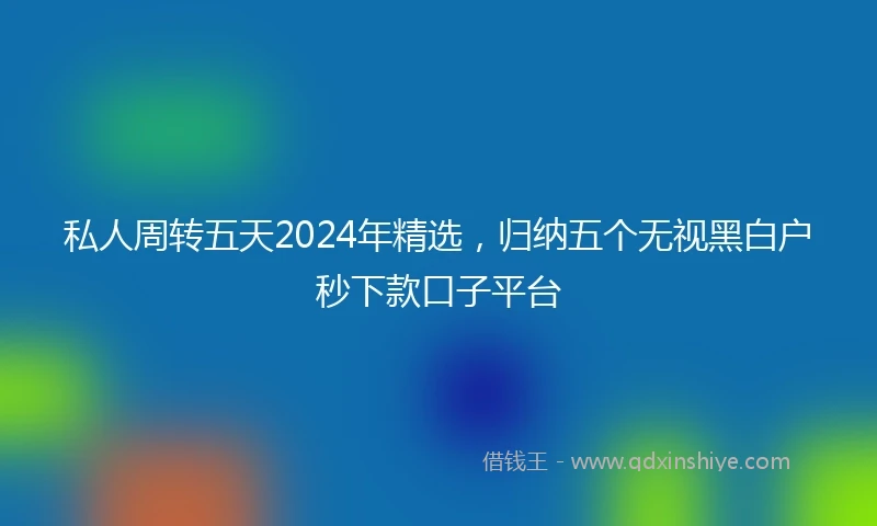 私人周转五天2024年精选，归纳五个无视黑白户秒下款口子平台
