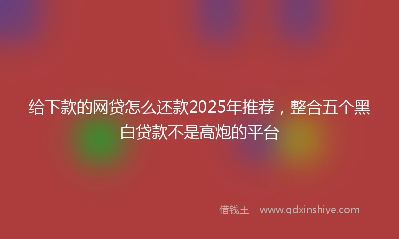 给下款的网贷怎么还款2025年推荐，整合五个黑白贷款不是高炮的平台