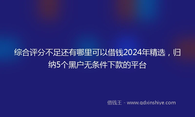 综合评分不足还有哪里可以借钱2024年精选，归纳5个黑户无条件下款的平台