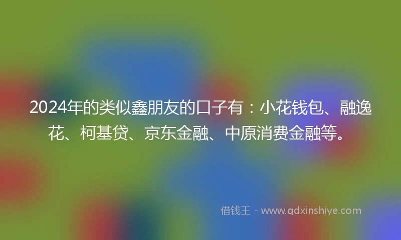 2024年的类似鑫朋友的口子有：小花钱包、融逸花、柯基贷、京东金融、中原消费金融等。