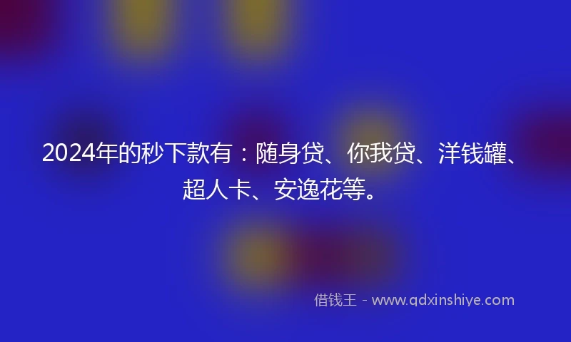 2024年的秒下款有：随身贷、你我贷、洋钱罐、超人卡、安逸花等。