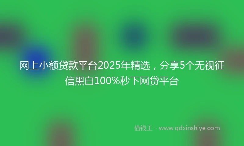 网上小额贷款平台2025年精选，分享5个无视征信黑白100%秒下网贷平台