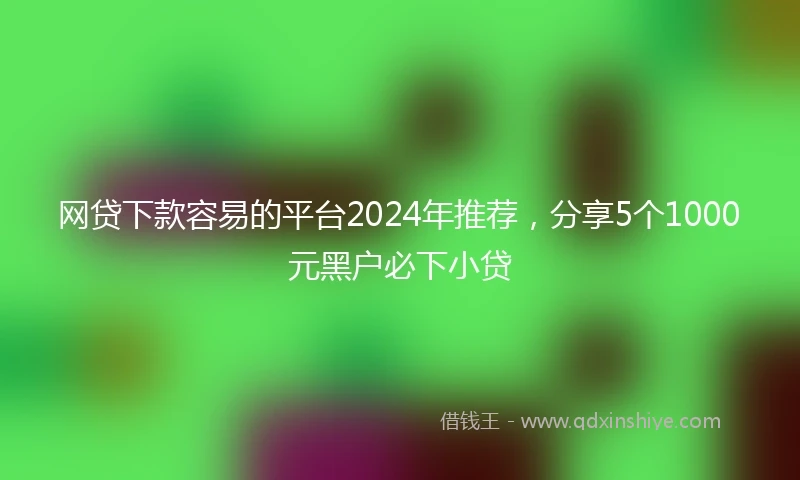 网贷下款容易的平台2024年推荐，分享5个1000元黑户必下小贷