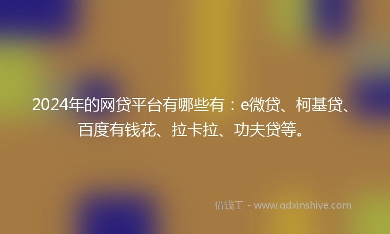 2024年的网贷平台有哪些有：e微贷、柯基贷、百度有钱花、拉卡拉、功夫贷等。