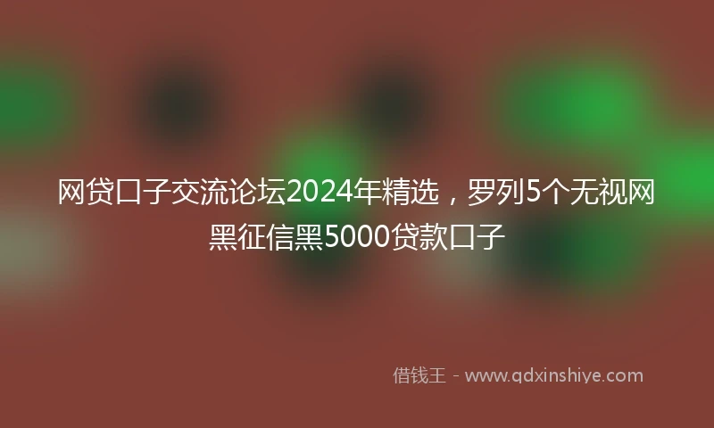 网贷口子交流论坛2024年精选，罗列5个无视网黑征信黑5000贷款口子