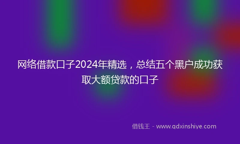 网络借款口子2024年精选，总结五个黑户成功获取大额贷款的口子
