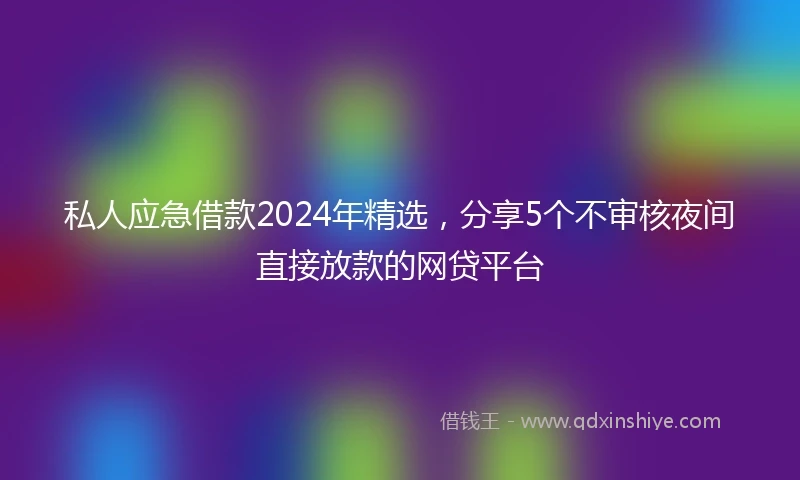 私人应急借款2024年精选，分享5个不审核夜间直接放款的网贷平台