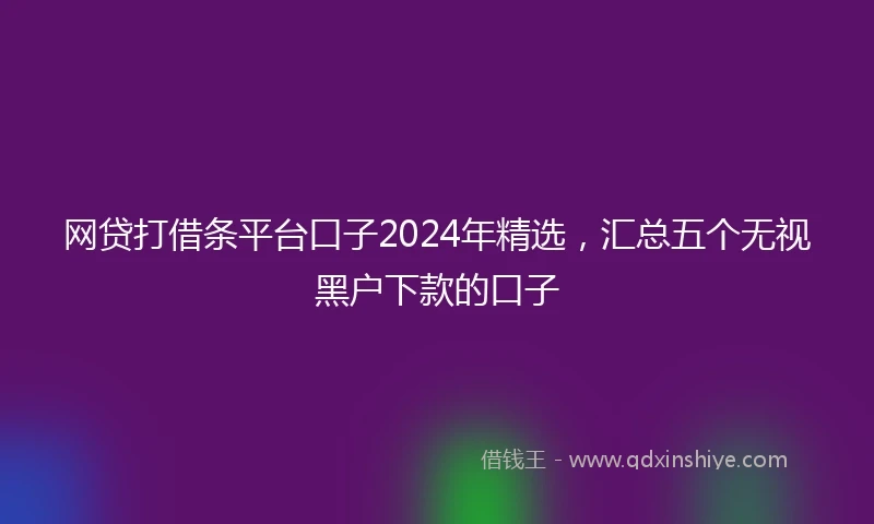 网贷打借条平台口子2024年精选，汇总五个无视黑户下款的口子