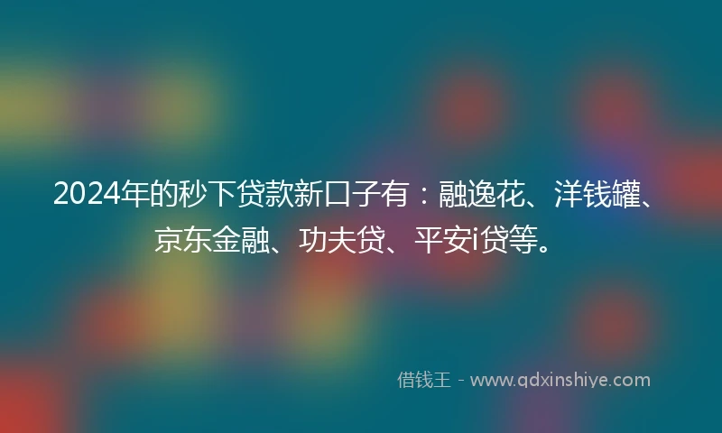 2024年的秒下贷款新口子有：融逸花、洋钱罐、京东金融、功夫贷、平安i贷等。