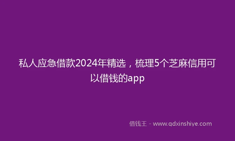 私人应急借款2024年精选，梳理5个芝麻信用可以借钱的app