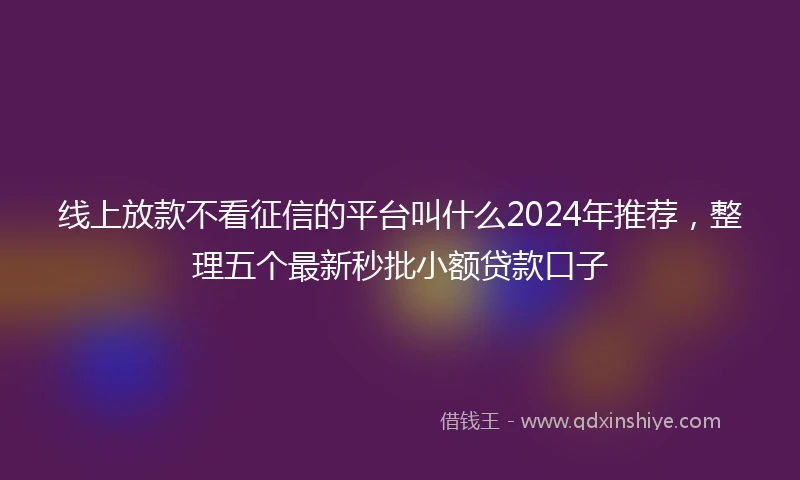 线上放款不看征信的平台叫什么2024年推荐，整理五个最新秒批小额贷款口子