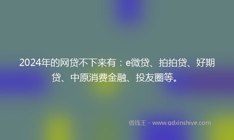 2024年的网贷不下来有：e微贷、拍拍贷、好期贷、中原消费金融、投友圈等。