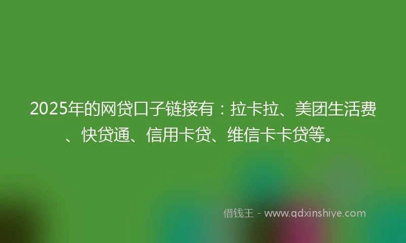 2025年的网贷口子链接有：拉卡拉、美团生活费、快贷通、信用卡贷、维信卡卡贷等。