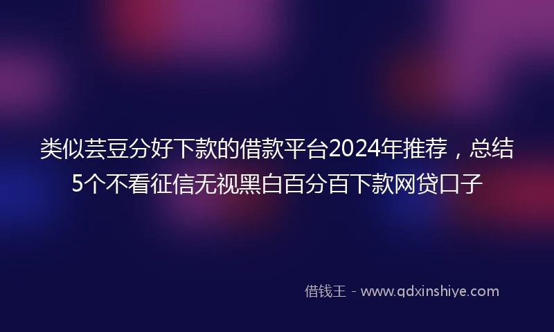 类似芸豆分好下款的借款平台2024年推荐，总结5个不看征信无视黑白百分百下款网贷口子