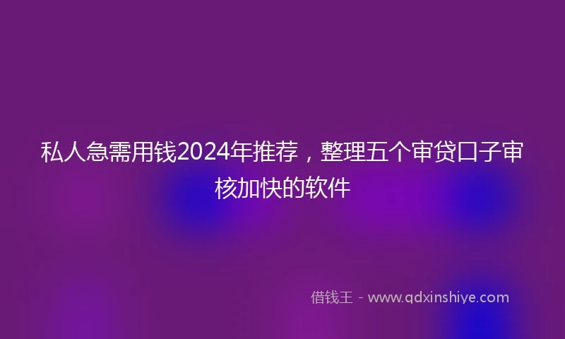 私人急需用钱2024年推荐，整理五个审贷口子审核加快的软件