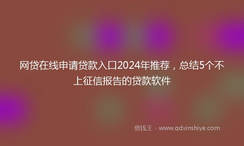网贷在线申请贷款入口2024年推荐，总结5个不上征信报告的贷款软件