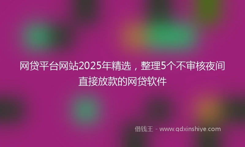网贷平台网站2025年精选，整理5个不审核夜间直接放款的网贷软件