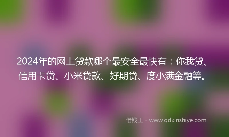 2024年的网上贷款哪个最安全最快有:你我贷、信用卡贷、小米贷款、好期贷、度小满金融等。
