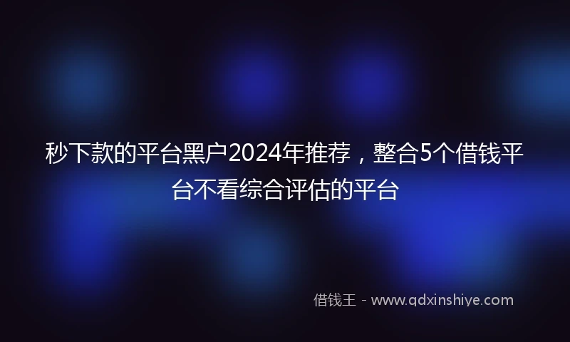 秒下款的平台黑户2024年推荐，整合5个借钱平台不看综合评估的平台