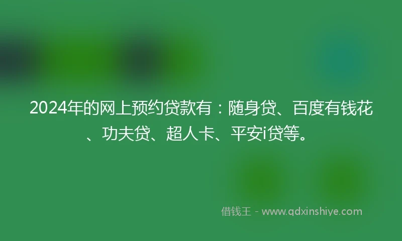2024年的网上预约贷款有：随身贷、百度有钱花、功夫贷、超人卡、平安i贷等。