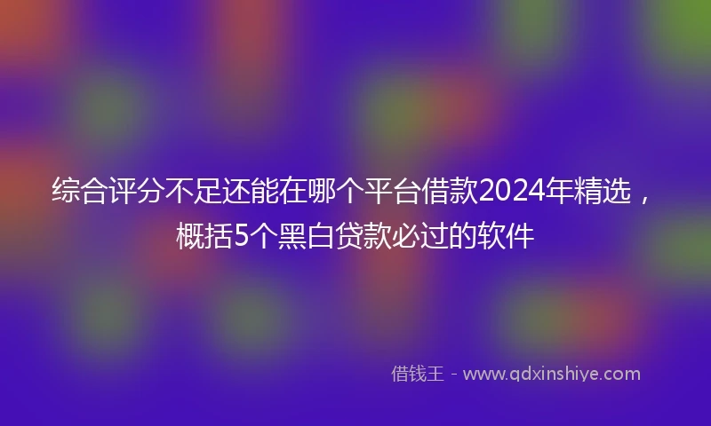 综合评分不足还能在哪个平台借款2024年精选，概括5个黑白贷款必过的软件