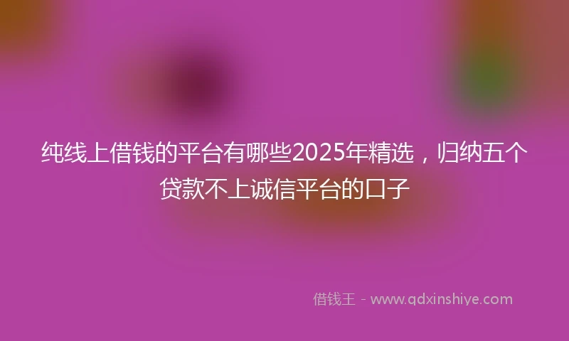 纯线上借钱的平台有哪些2025年精选，归纳五个贷款不上诚信平台的口子