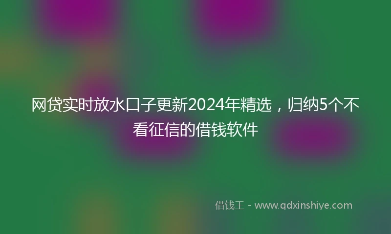 网贷实时放水口子更新2024年精选,归纳5个不看征信的借钱软件